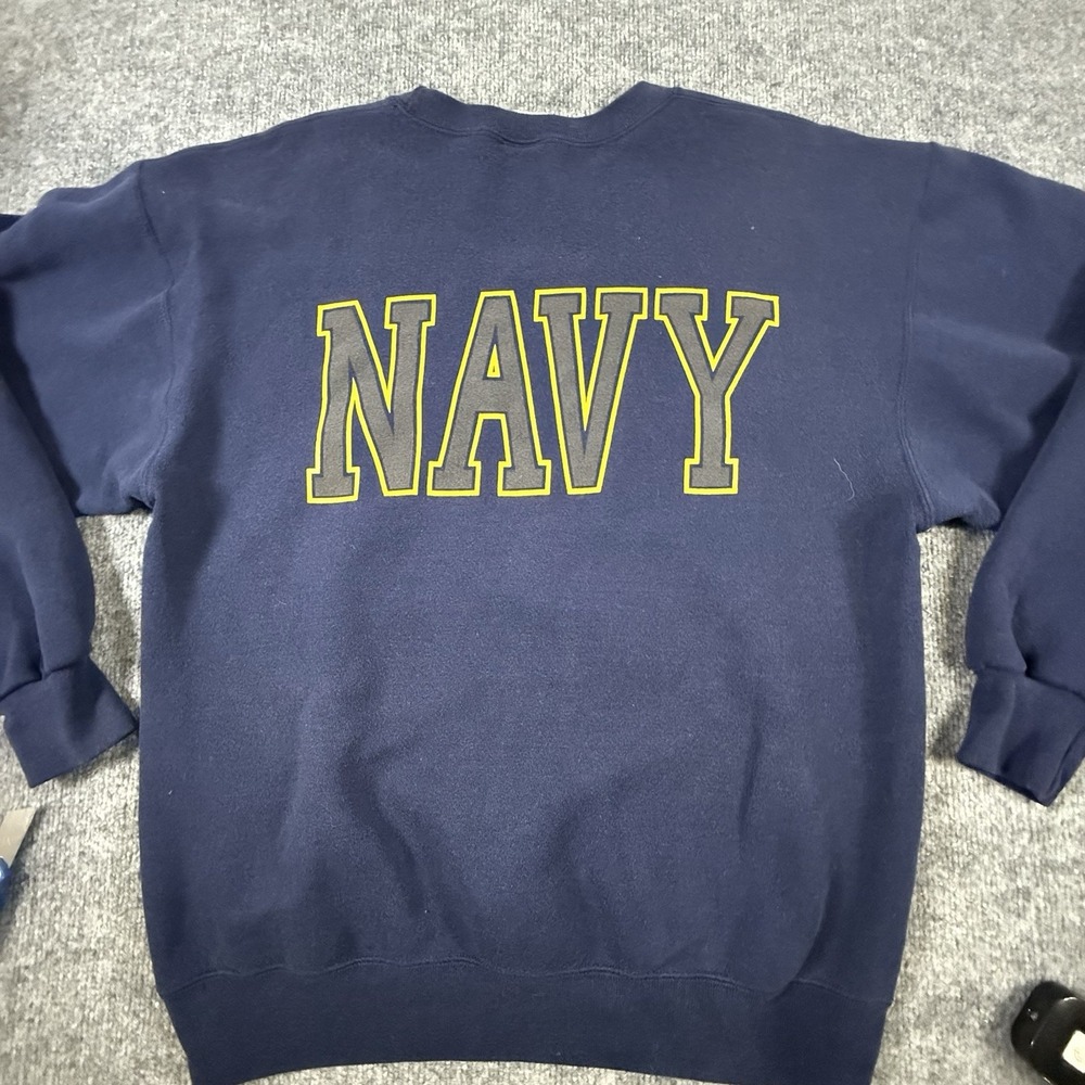 Vintage US Navy Sweatshirt L MJ Soffe Made in USA Crewneck Blue Military